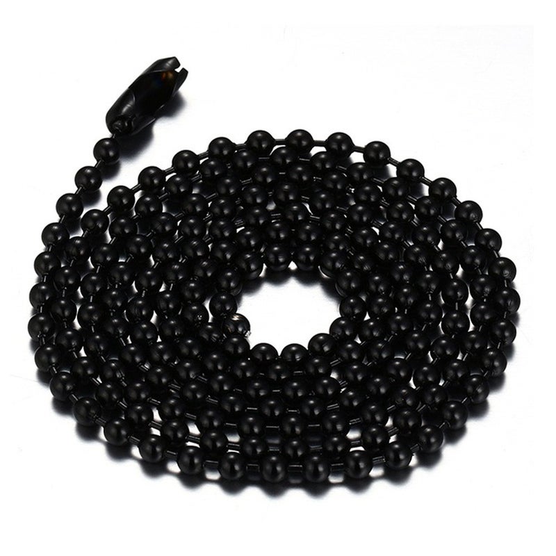 SINLEO Titanium Stainless Steel Small Beads Ball Chain Necklace for Men Women Dog Tag Link Chain Black 2.4MM 24 Inches - Image 1